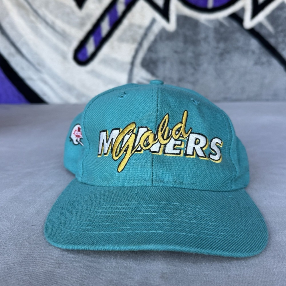 Vintage 90s Sacramento Gold Miners Snapback Hat CFL Rare Teal Cap‎